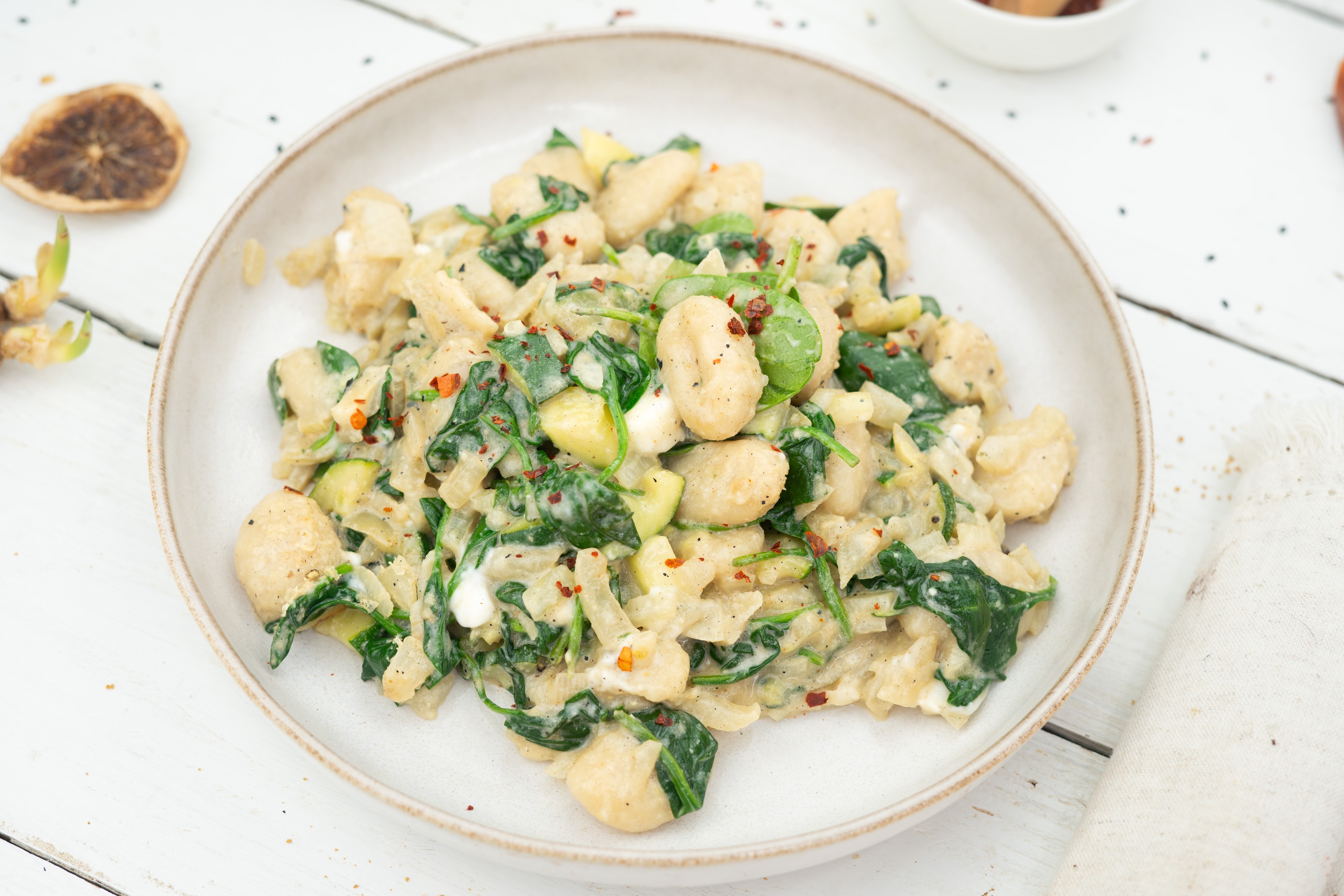 Rezept Serviervorschlag Gnocchi Pfanne mit Spinat & Feta