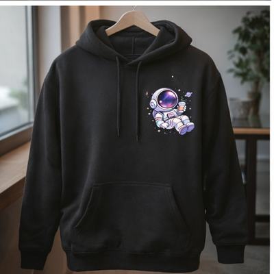 Black Oversized Hoodie – Astronaut Coffee
