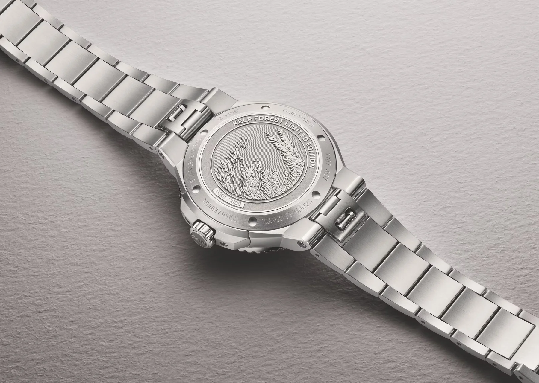 Back of a silver-toned Oris 
