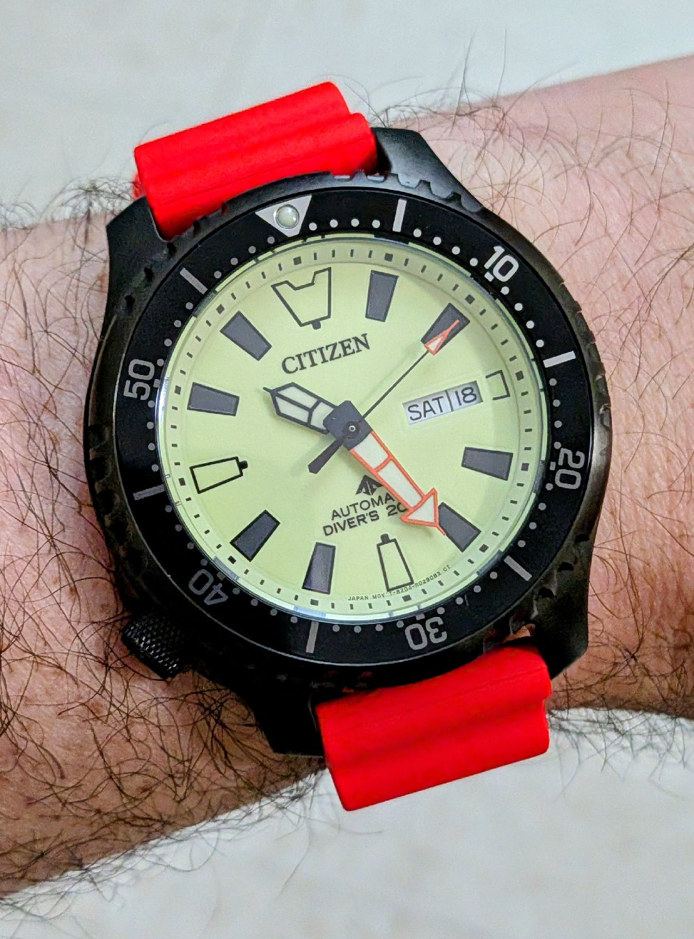 Citizen 'fugu' NY0155-58X on a Divecore American FKM strap.