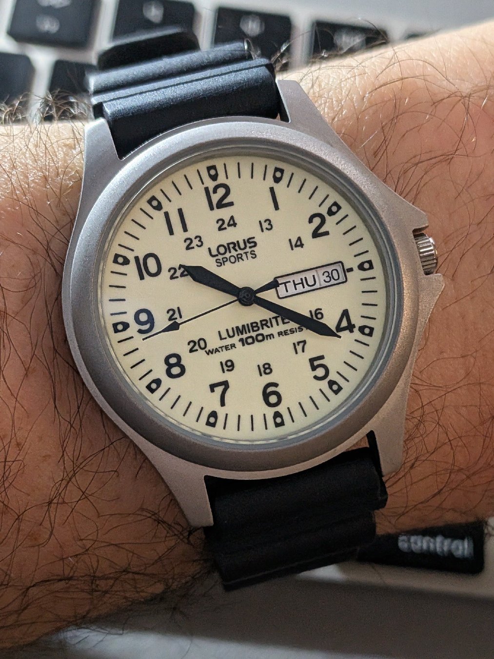 Lorus Sports Lumibrite on a Bonetto Cinturini italian rubber strap.