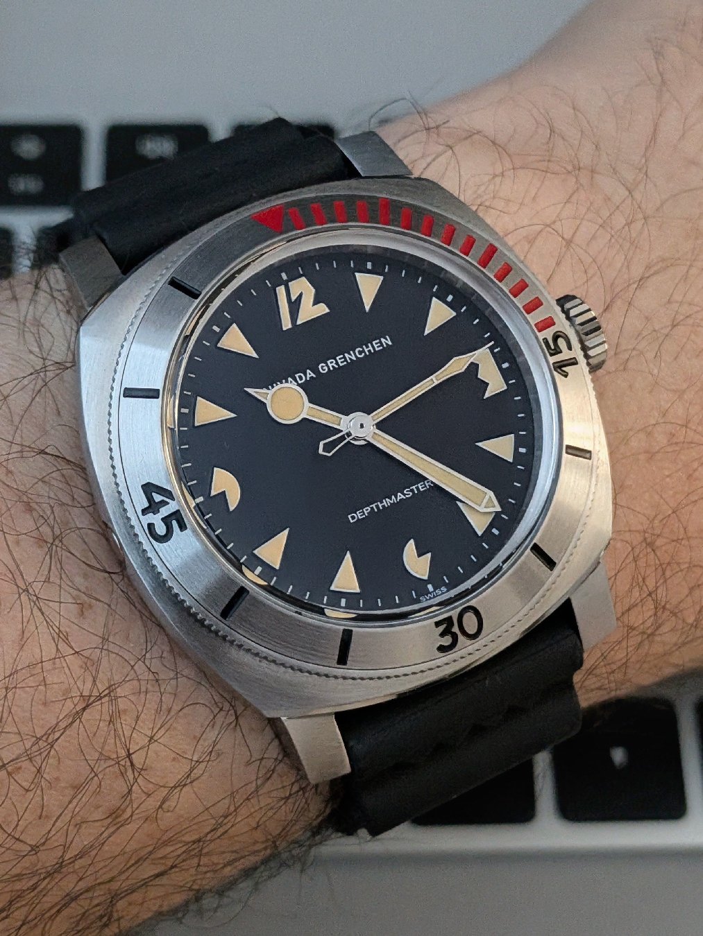 Nivada Grenchen Depthmaster 42mm on a Divecore WFL strap 
