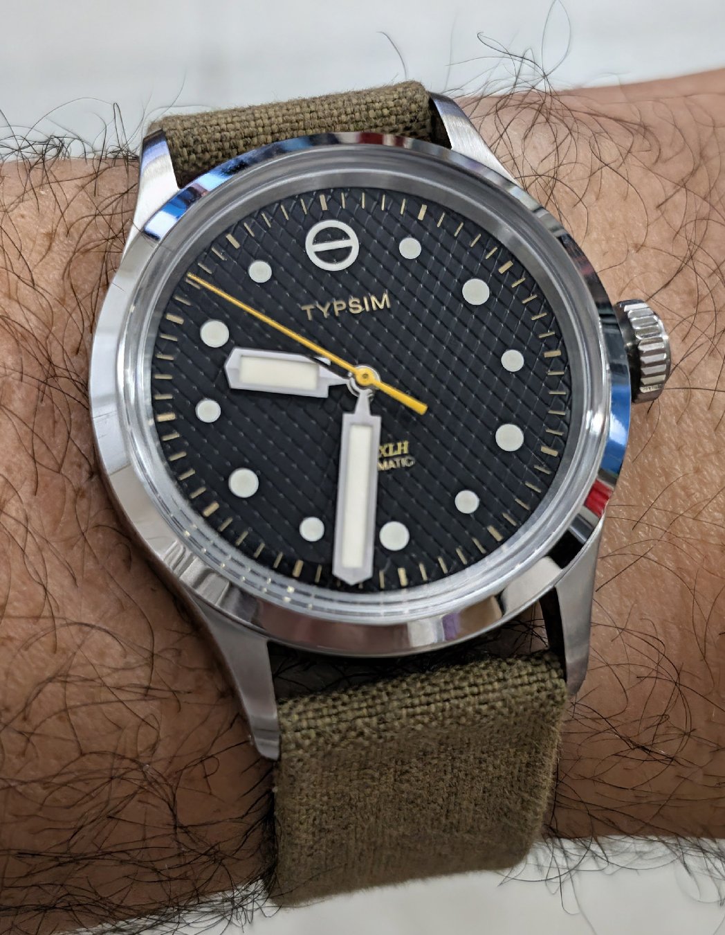 Typsim Guide XLH on a Nigel Cabourn Filson tincloth strap by Substation.
