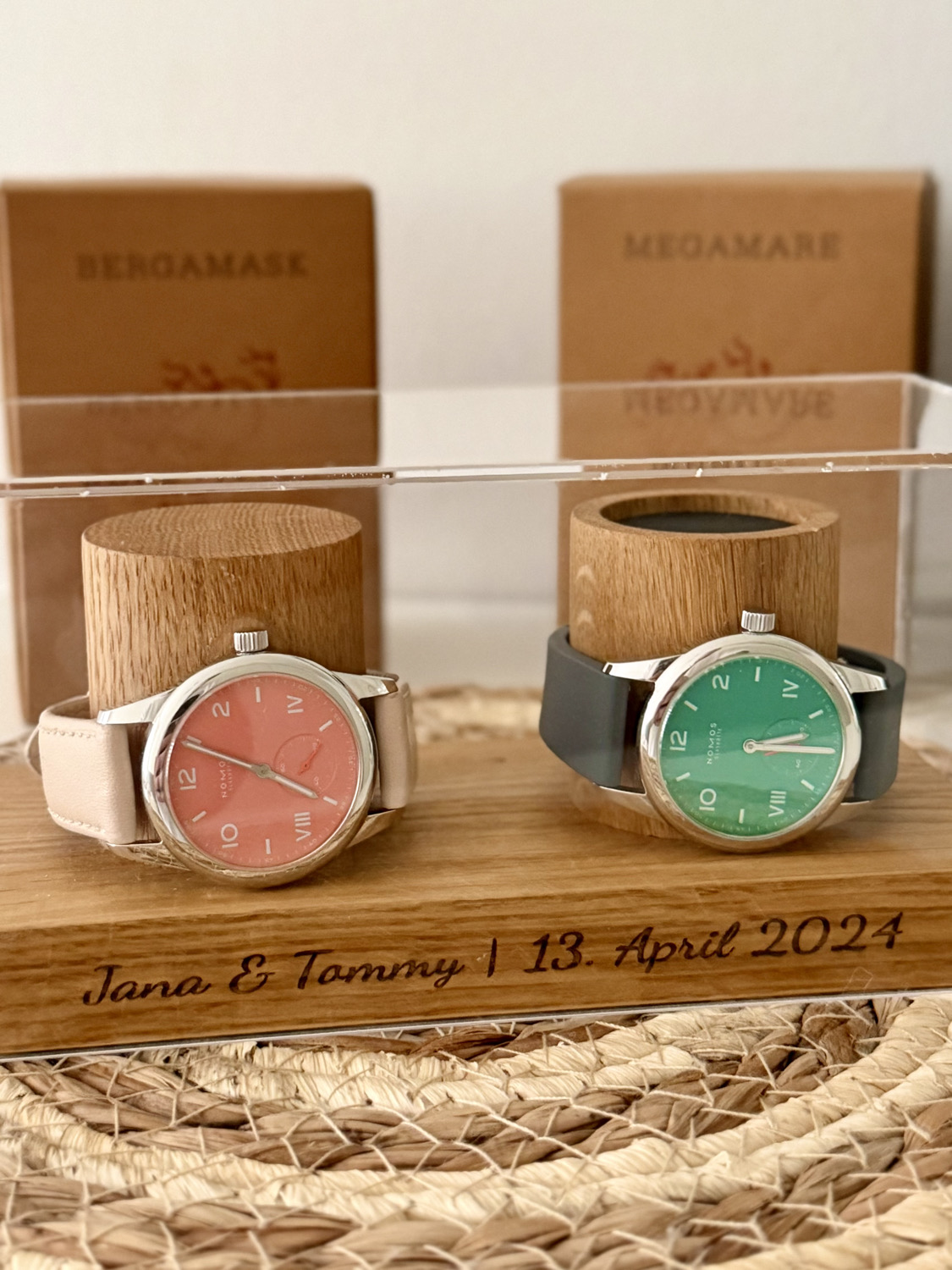 Our wedding watches the cream coral from my beautiful wife and electric green for me 🧡💚