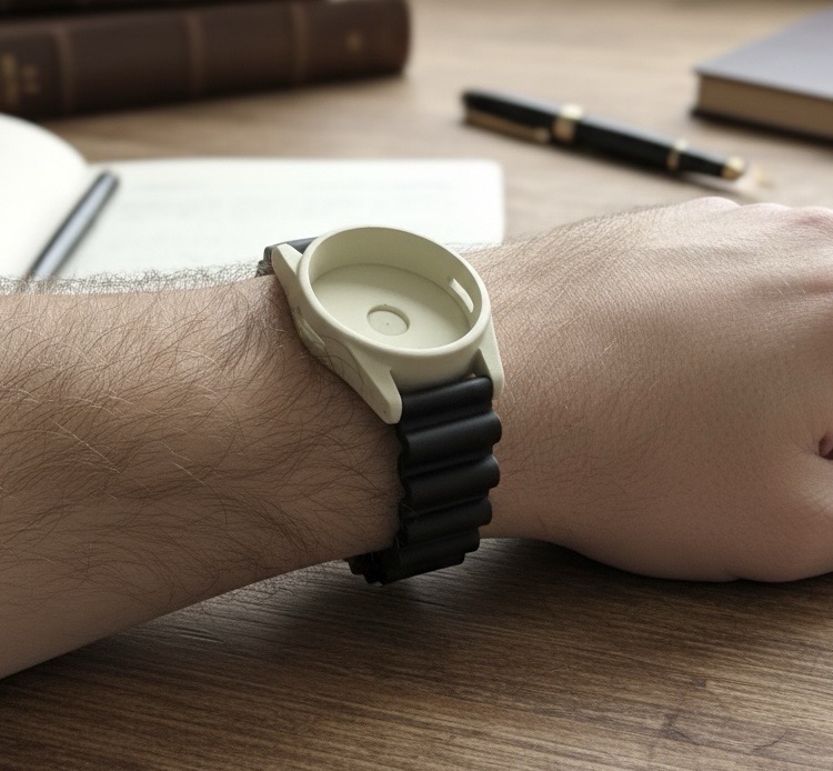 I’m developing an aromatherapy product inspired by watches. This is my second case prototype, produced in 3D resin and finished with paint.