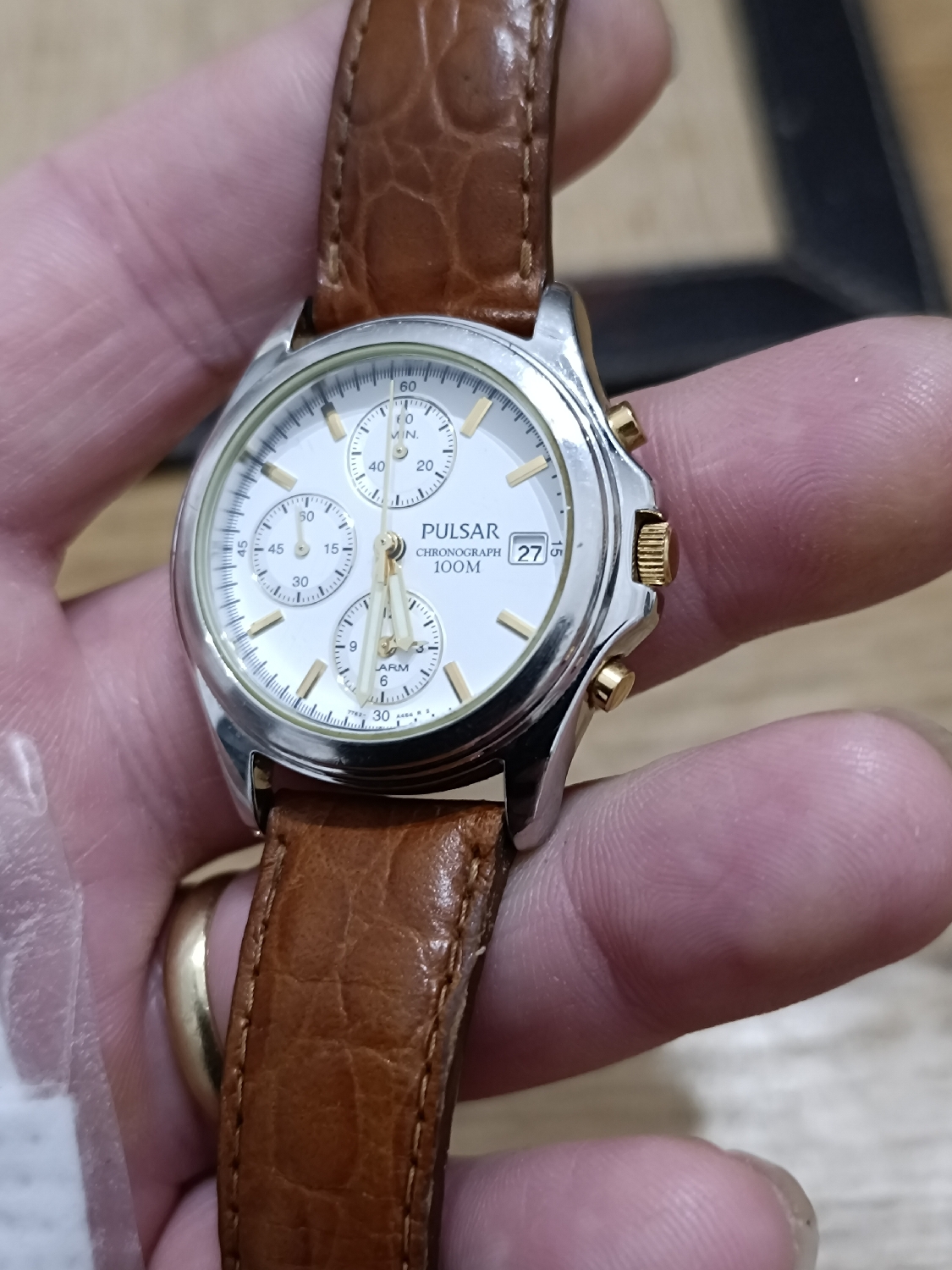 Seiko? 
Pulsar
Looks like a Seiko
Because it is. 
You said Pulsar 
Yes
WTF? 
Pulsar by Seiko 
Wtf? 
Pulsar is owned by Seiko. It's the parent company. 
Same shit? 
Same shit more affordable. Less relevant for collectors though. 
But it's the same shit?!
Watch collectors are stupid! 
Joking friends!
