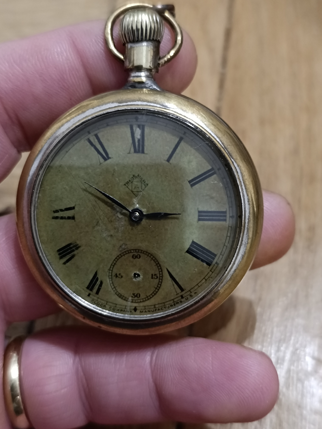 Vintage Ansonia Pocket Watch - Made in USA by The Ansonia Watch Co - NY
Pat. 1888 - that's an old patent 
Heavily used by previous owners - as it should 
The tick tack is loud when winded. 