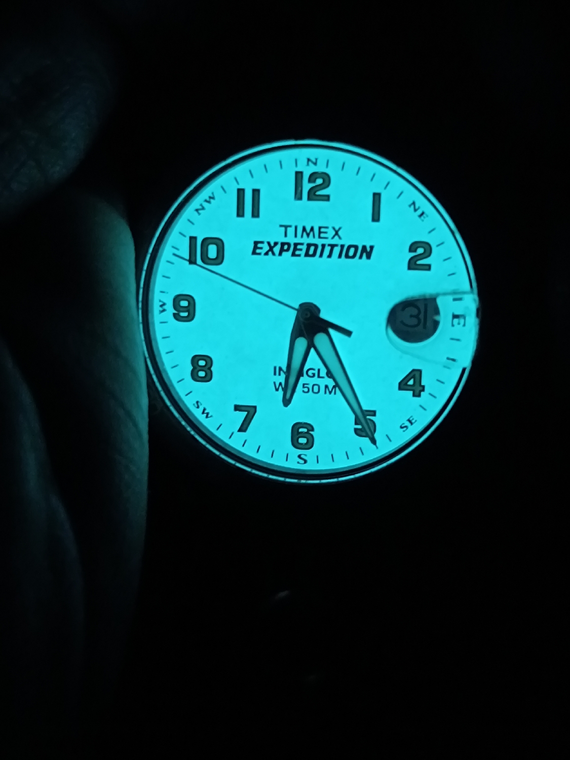Timex expedition with 24 hour bezel with an amazing indiglo light up dial - strap made by me. 