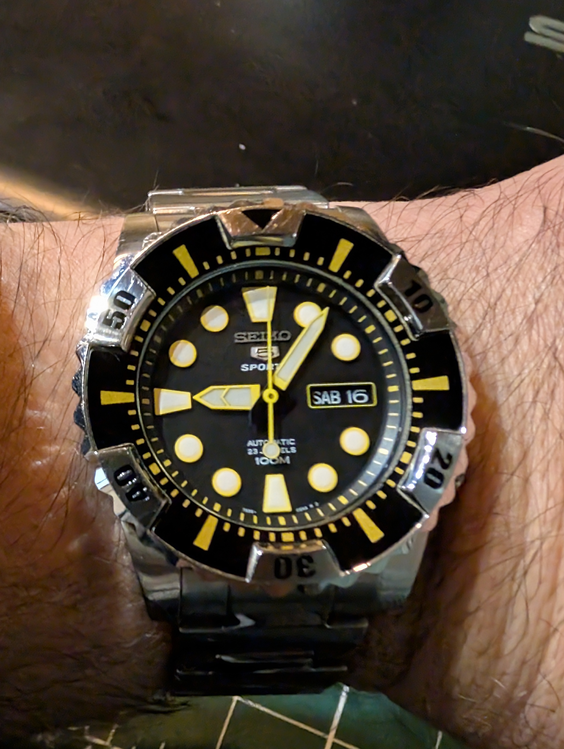 Morning 
Seiko Monster so I don't have to baby my watch! 