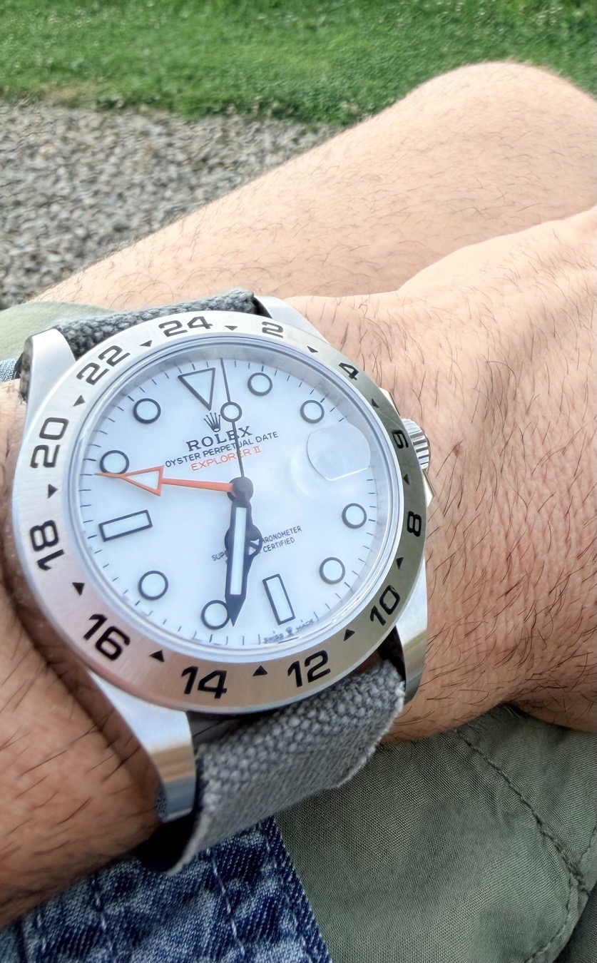 Rolex Explorer ii on a Sinn 22mm sailcloth  for Strap Swap Friday 🤍