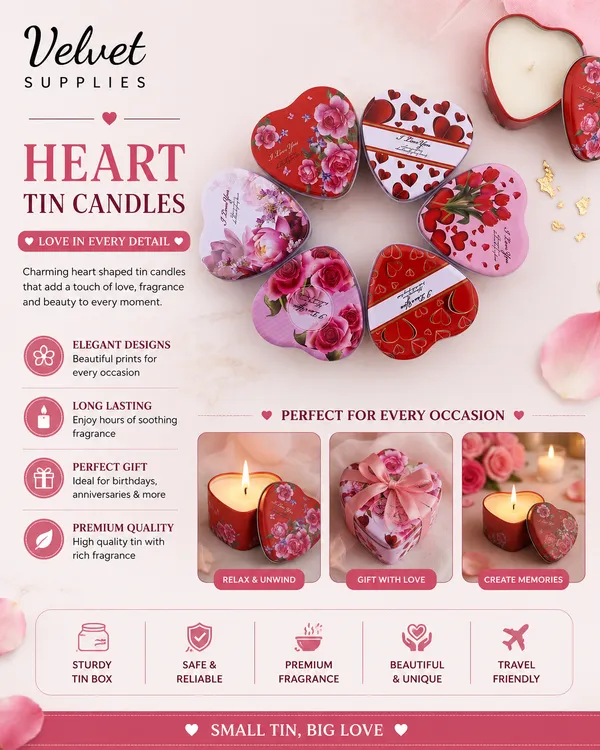 12 Pcs Heart Shape Love Message Tin Jar