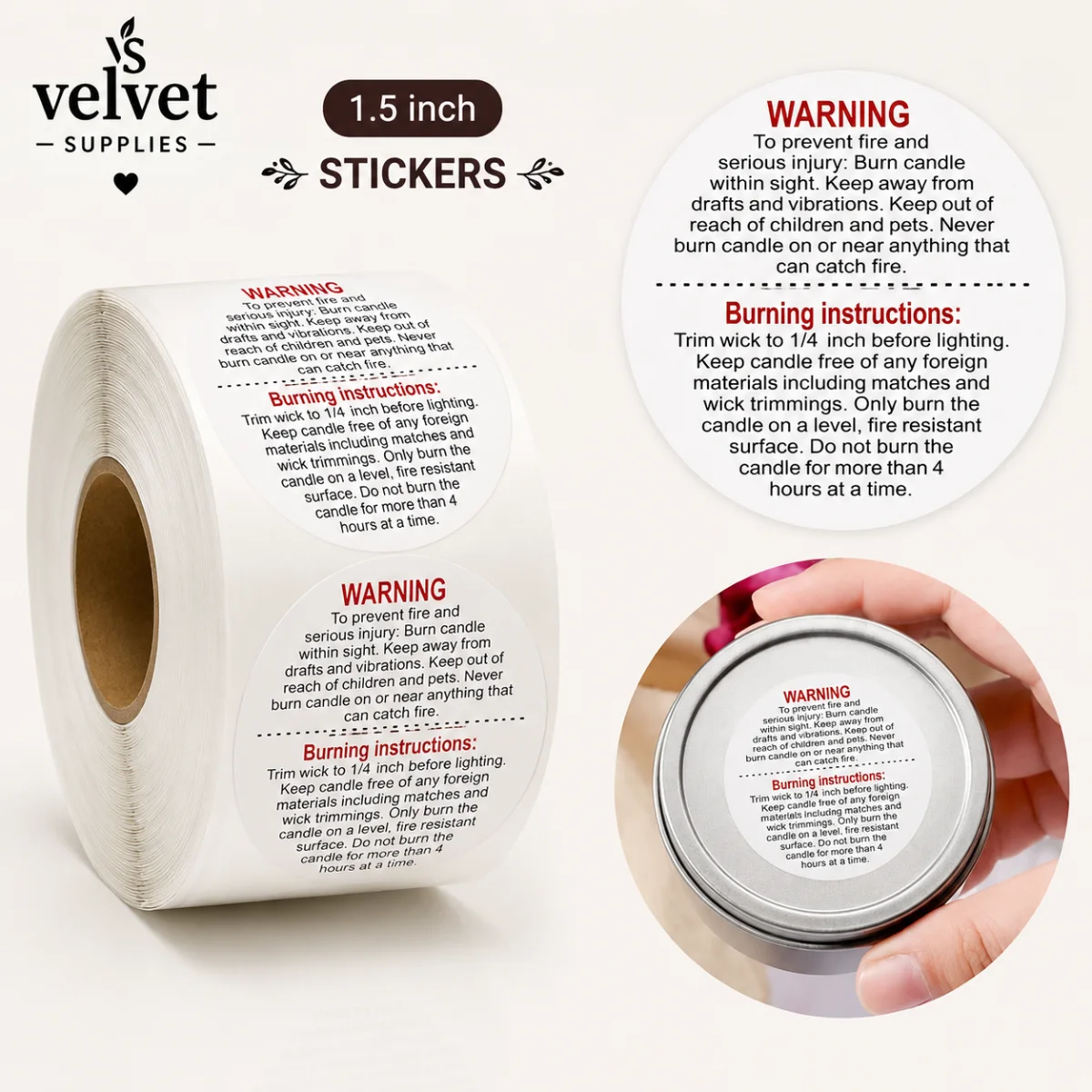 1.5 INCH Warning stickers - 1.5 inch