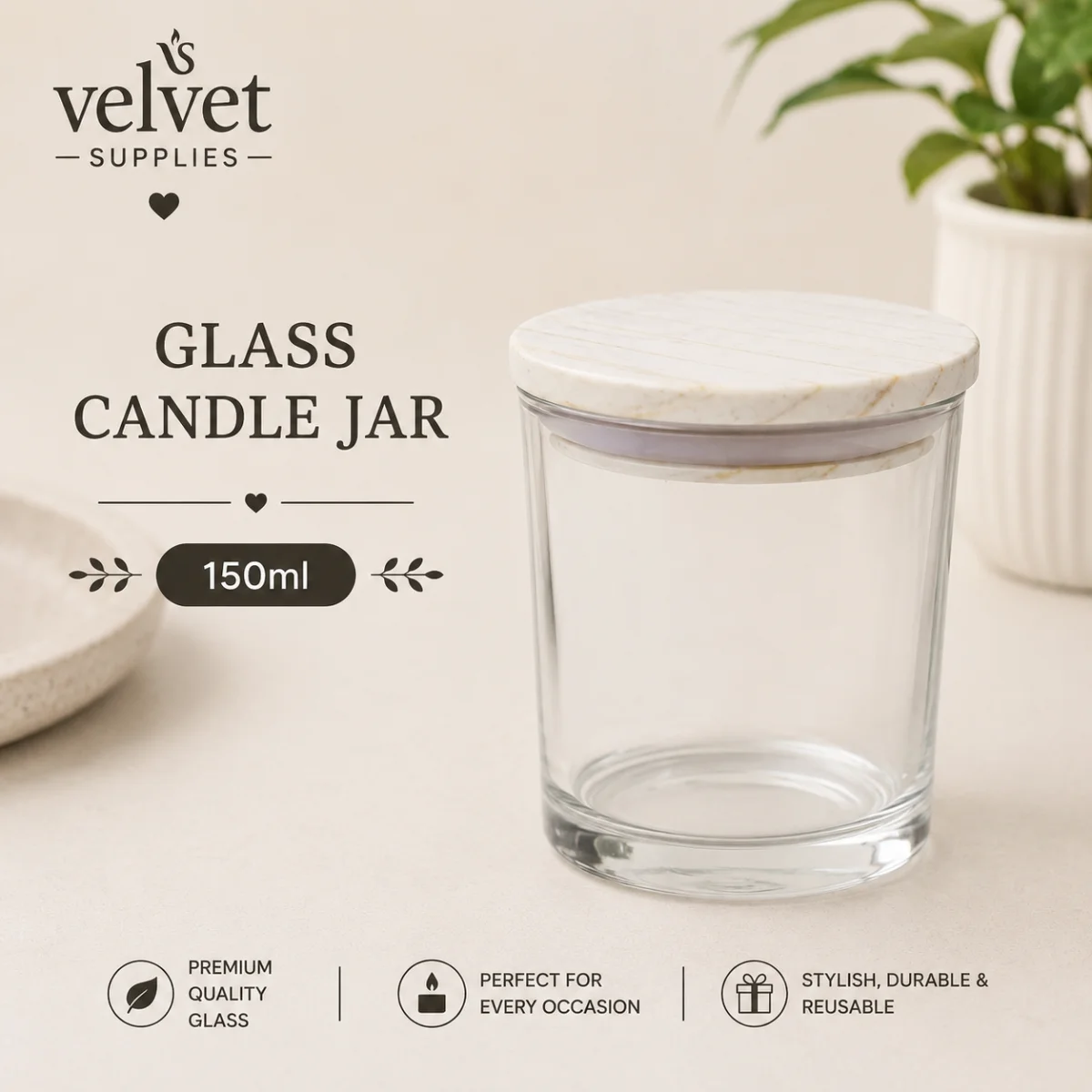 150ML Glass Jar With Wooden Lid - 6 PCS