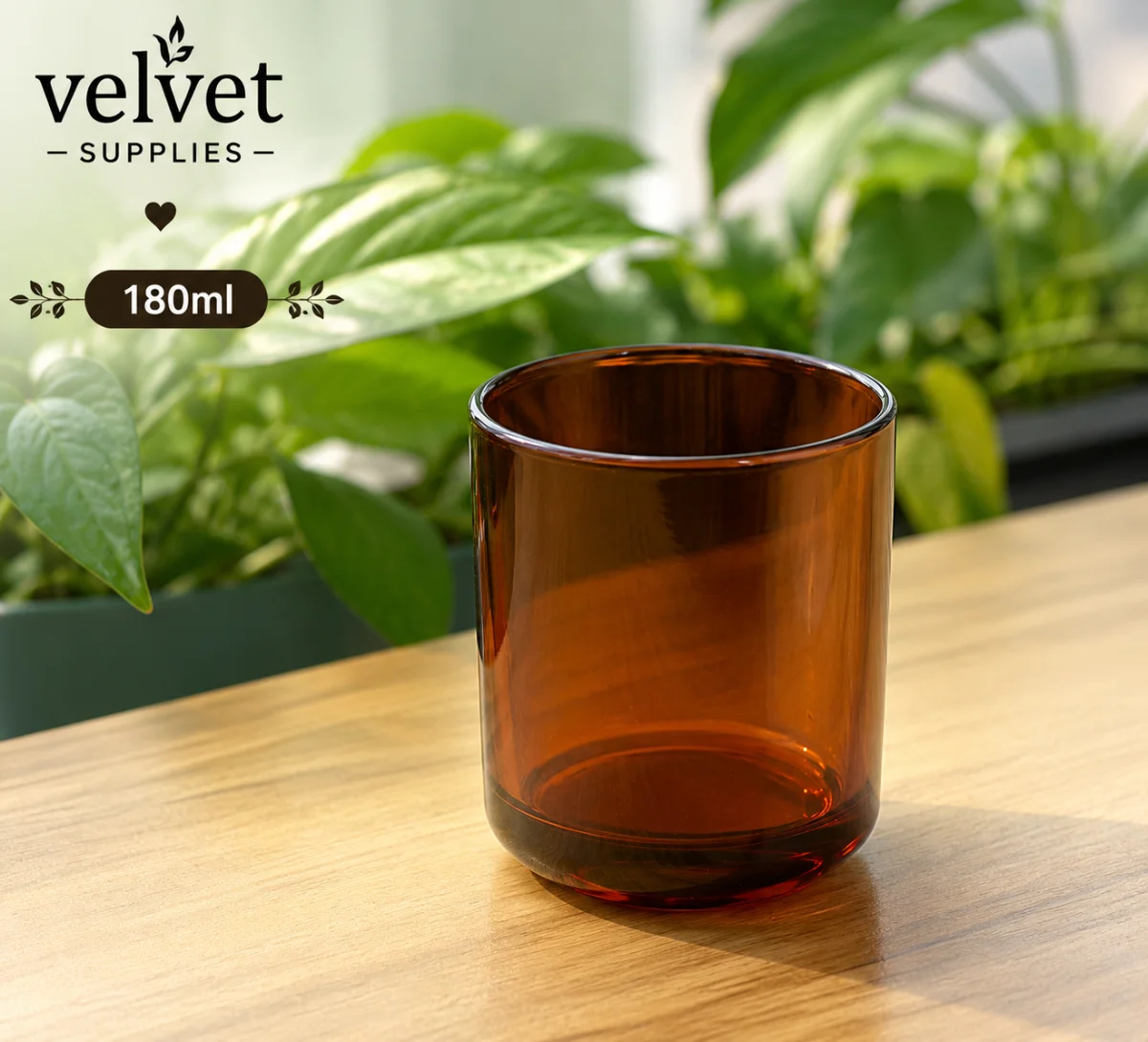 180ML Amber U shaped glass Jar - 6 PCS