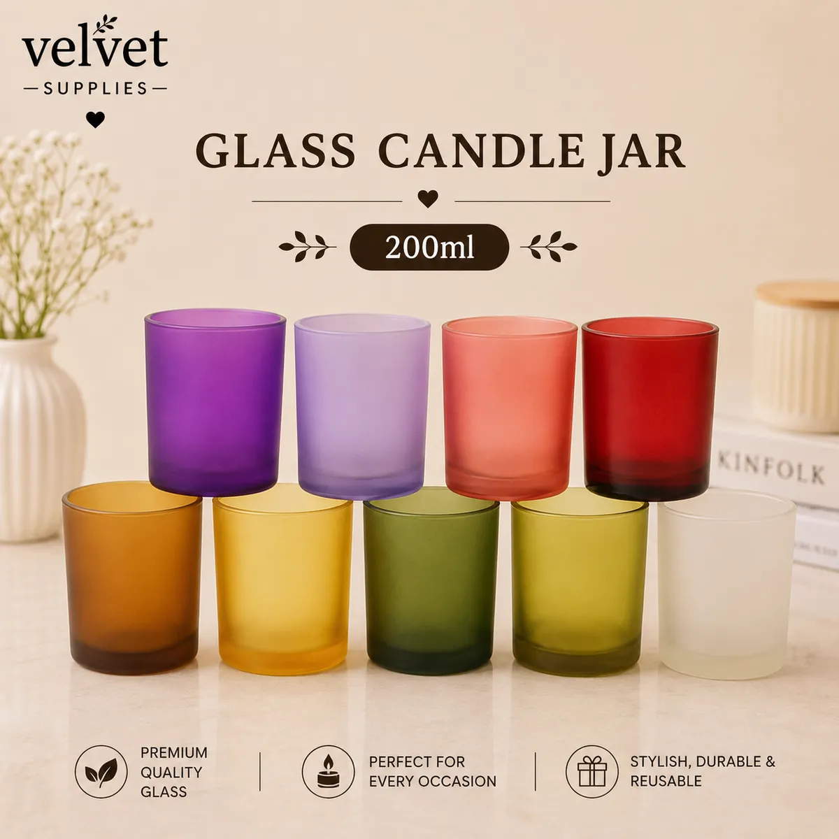 200ml frosted glass jar - 6PCS