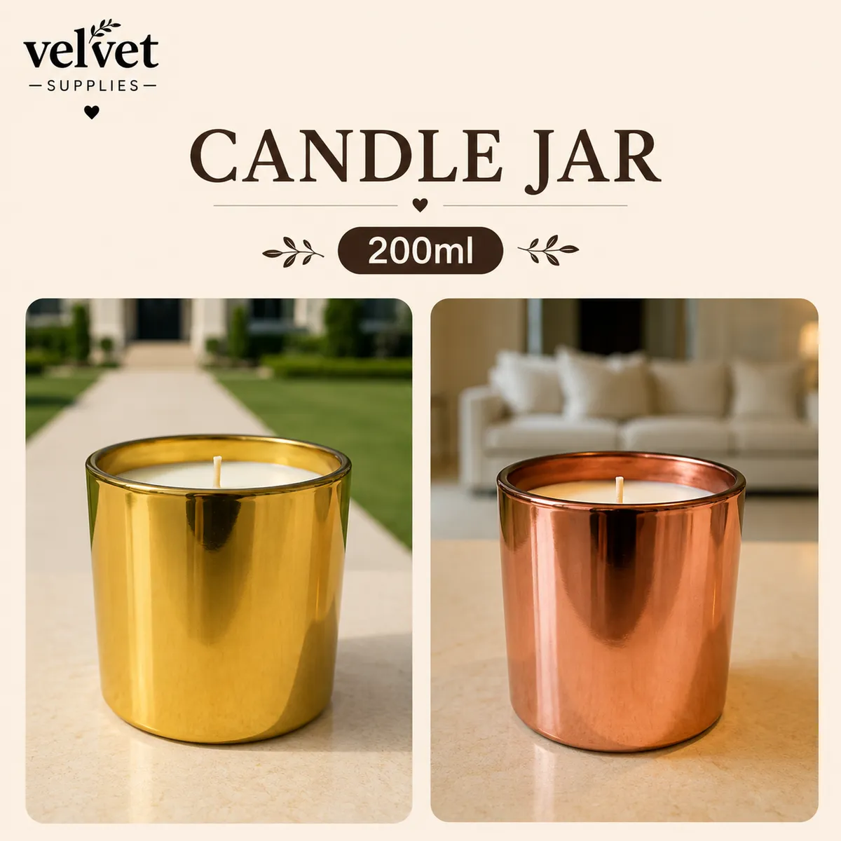 200ML Gold And Copper Glass jar - 6PCS