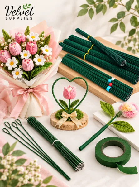 2mm Thick Plastic Coated Green Stem Wire 100Gram
