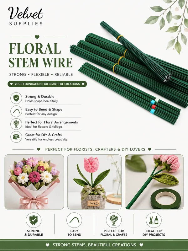  2mm Thick Plastic Coated Green Stem Wire 1Kg