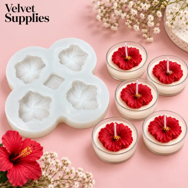 4 Cavity Hibiscus Flower mould - 1 Pc