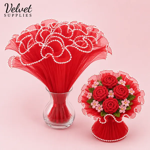 Bouquet Wrapping Net (3.5 Mtr) – Red