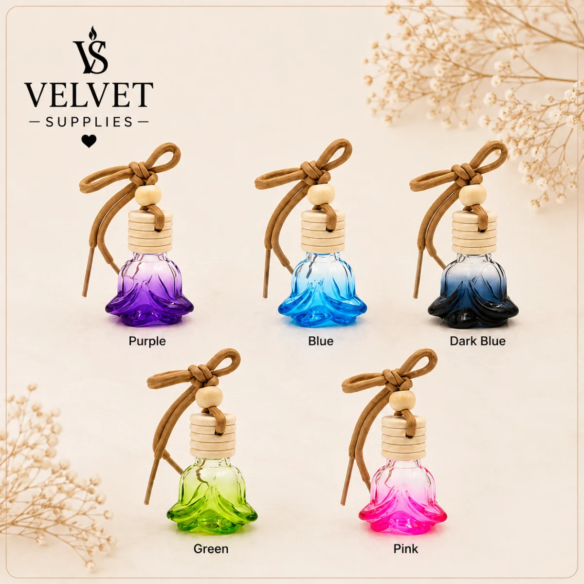 Flower Bell Shape Glass Car Diffuser  (10 ml) 
