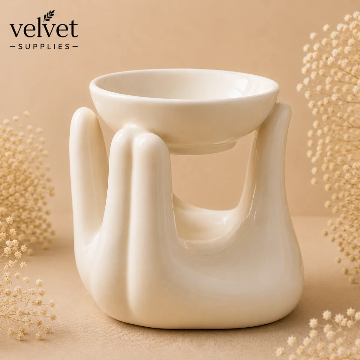 Hand Shape Ceramic Candle Diffuser - 1 PC(white)
