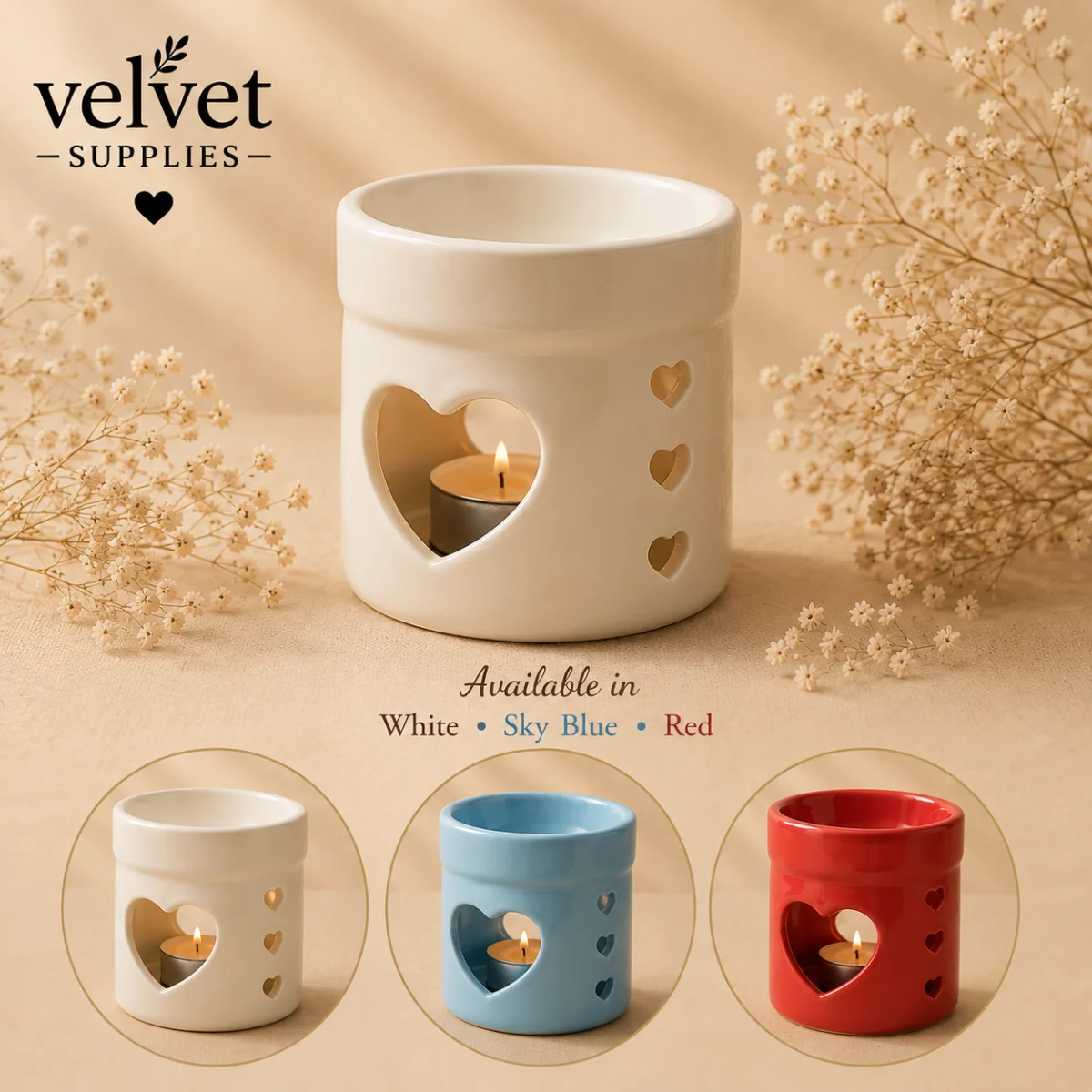 Heart Cutout Design Ceramic Candle Diffuser - 1 PC