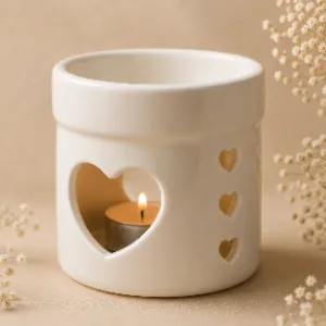 Heart Cutout Design Ceramic Candle Diffuser - 1 PC (white)