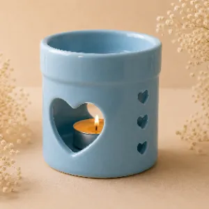Heart Cutout Design Ceramic Candle Diffuser - 1 Pc(Sky blue)