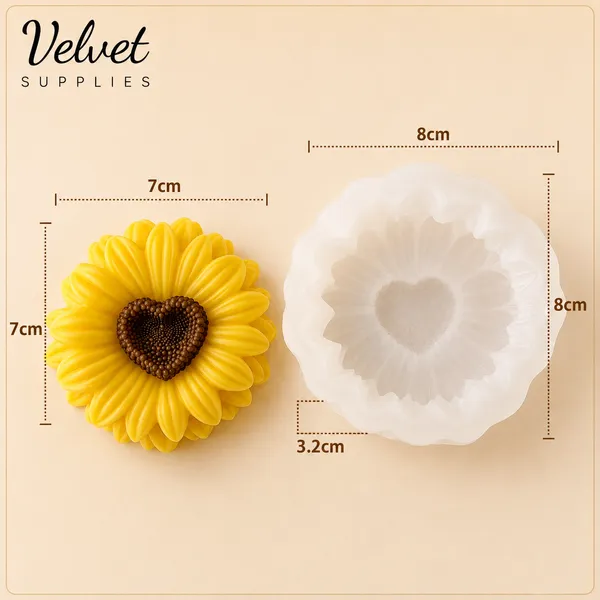  Heart Sunflower Silicone Mould