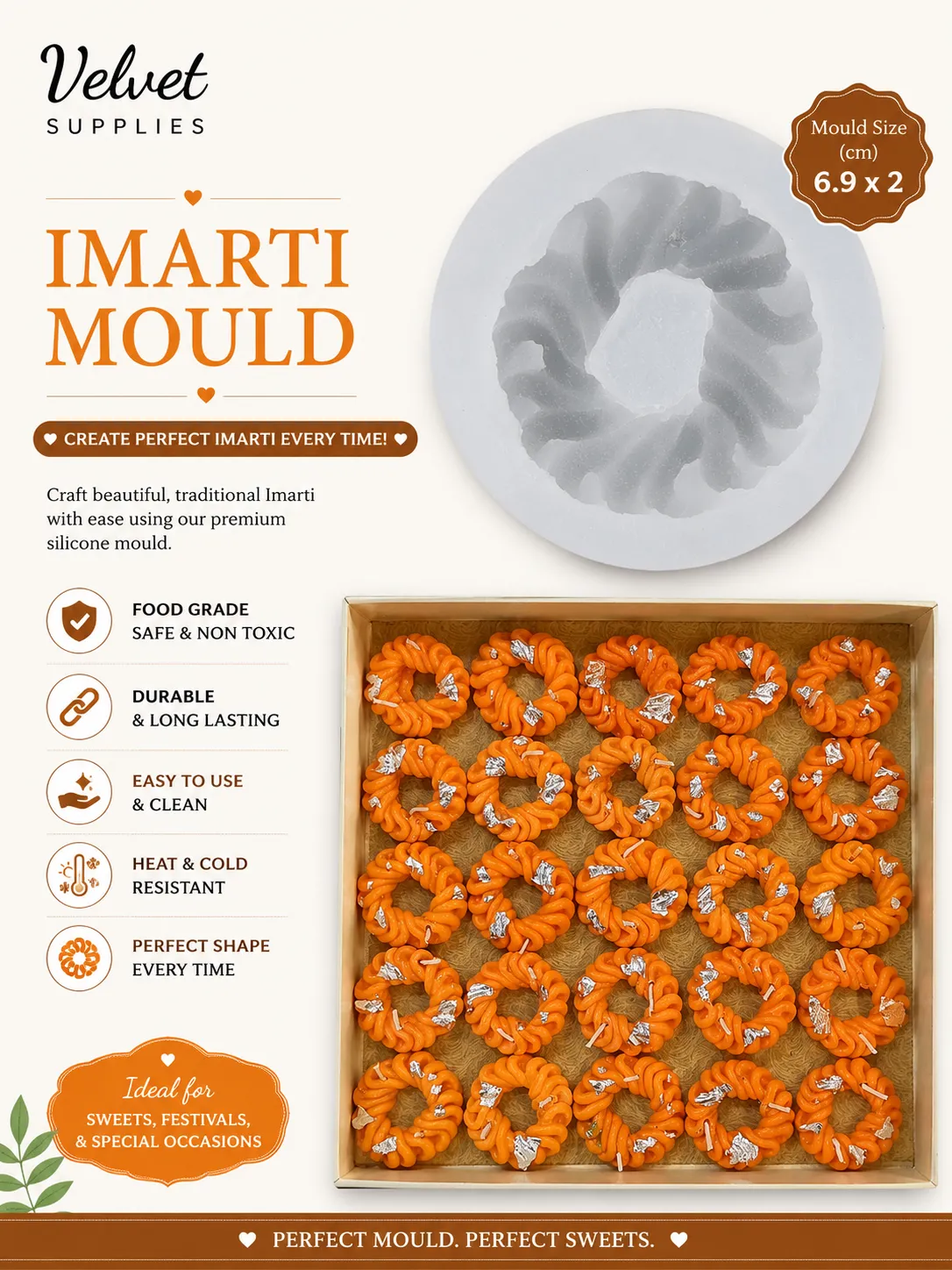 Imarti Shape Candle Mould