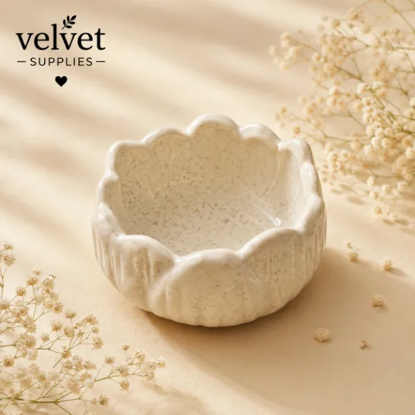  Lotus Shape Ceramic Wax Jar - 1PC(White)