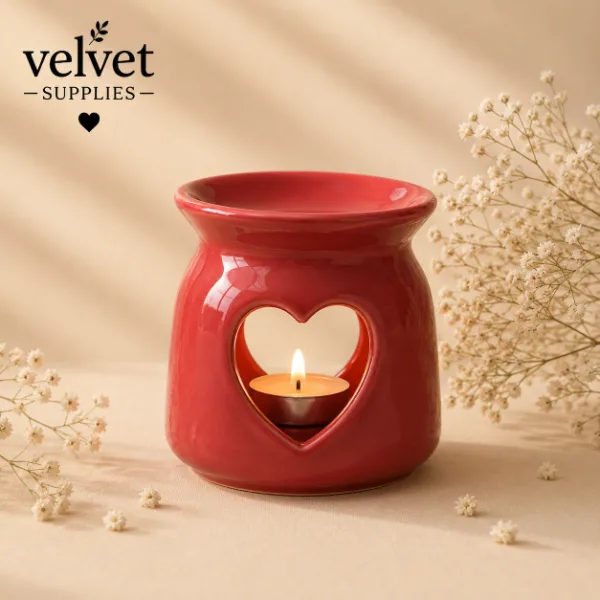  Mini Heart Cutout Design Ceramic Candle Diffuser - 1 PC