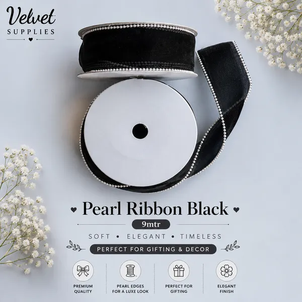 Pearl Ribbon Black 9mtr