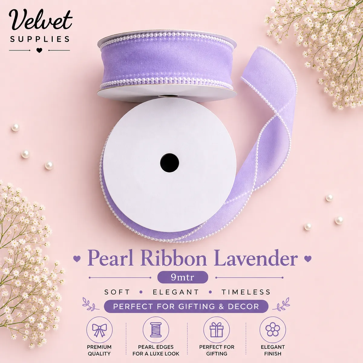 Pearl Ribbon – Lavender (9 Mtr)