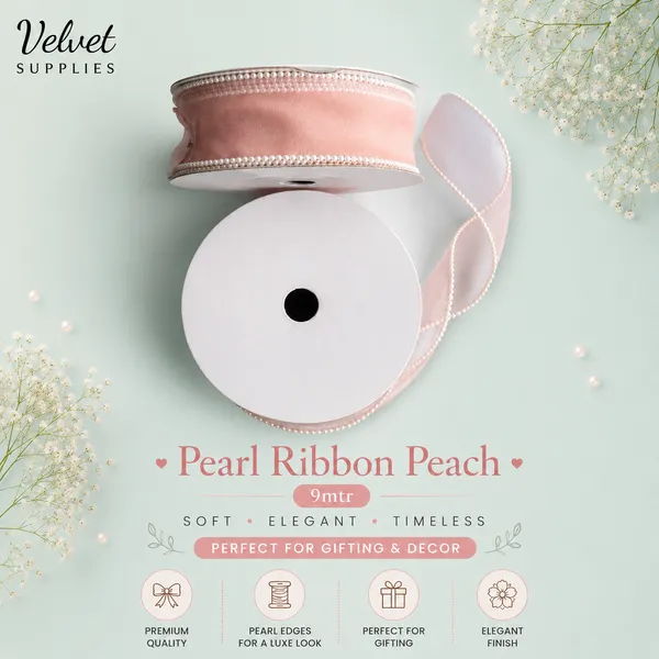 Pearl Ribbon Peach 9mtr