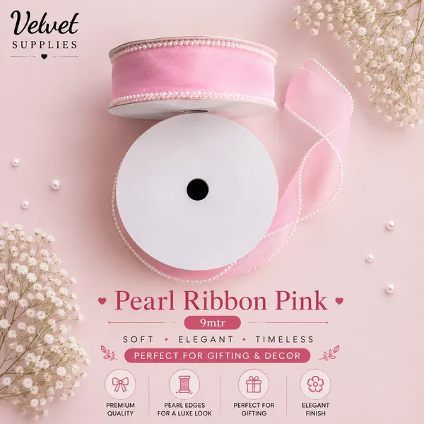 Pearl Ribbon Pink 9mtr