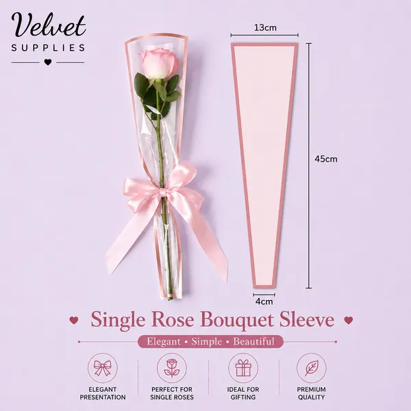 Single Flower Sleeves Peach (Pack of 10)