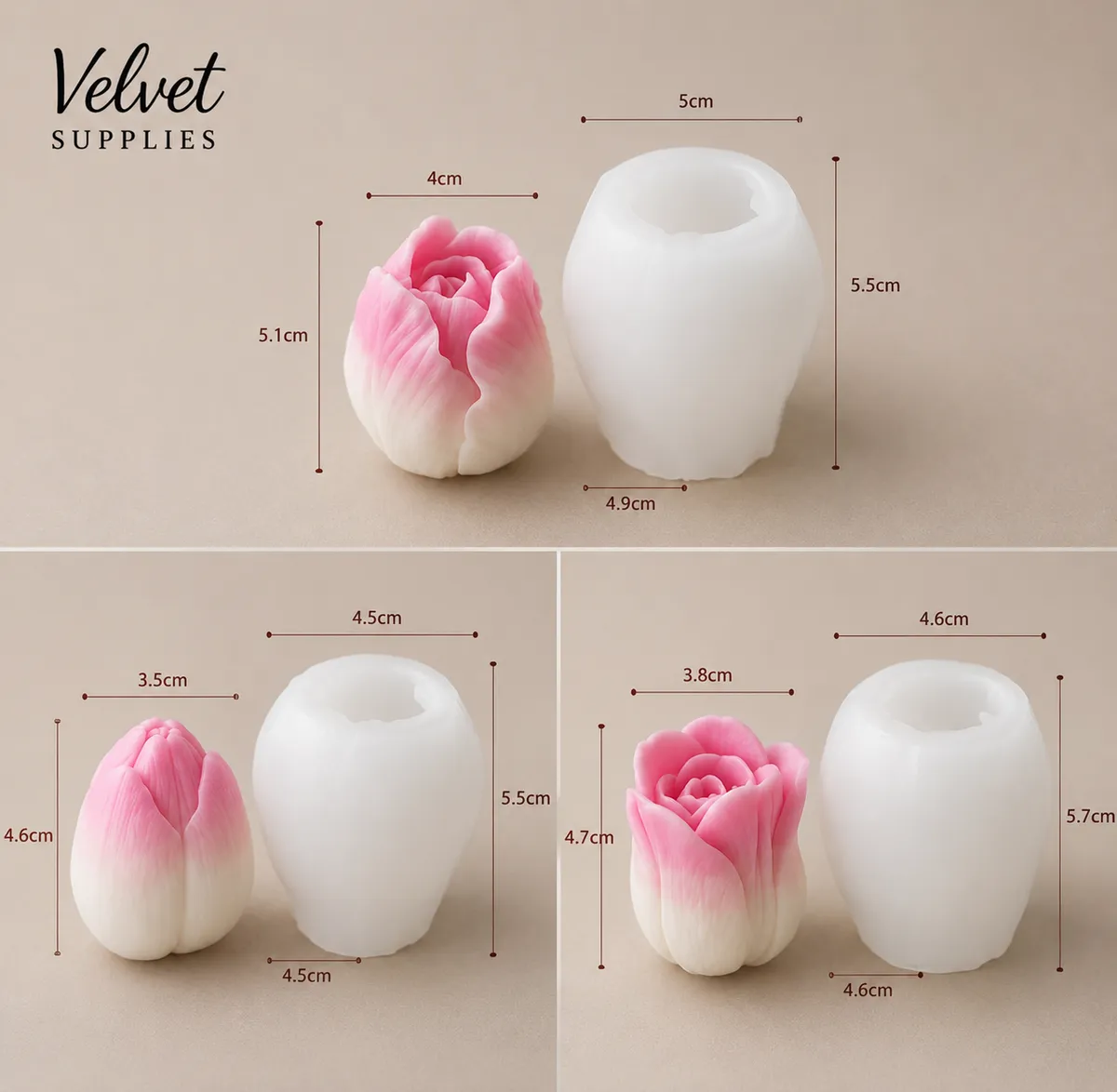 Tulip candles pack of 3