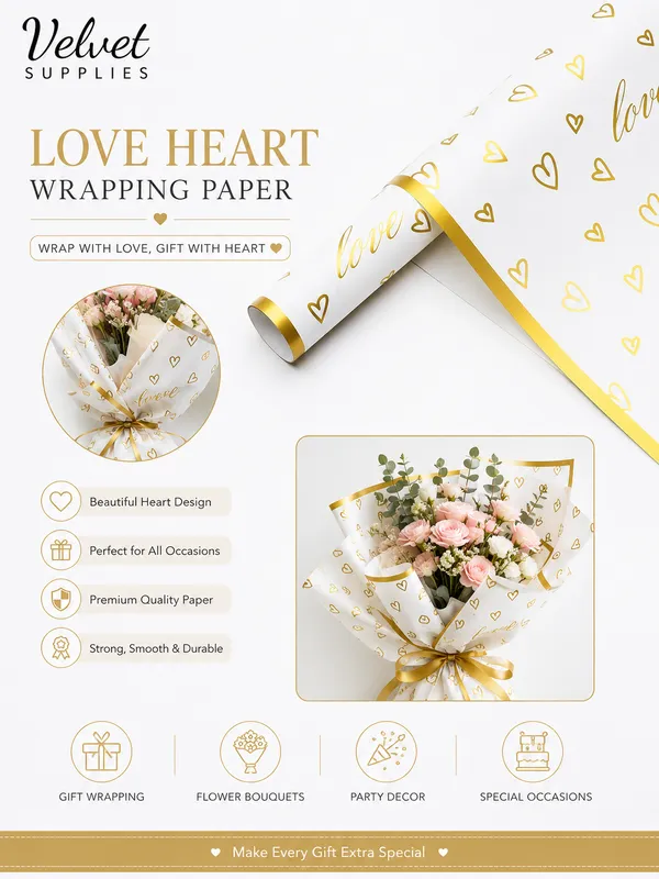 Valentine's Day Waterproof Flower Wrapping Paper
