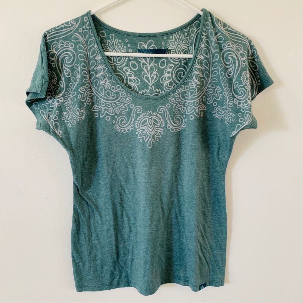 Prana teal crew neck t-shirt short sleeve as small | eBay