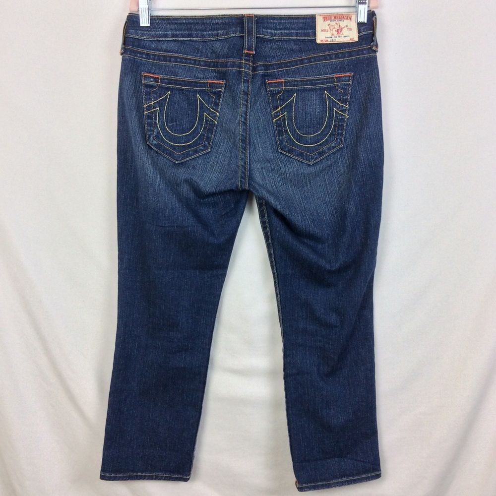 TRUE RELIGION WORLD TOUR SECTION LIZZY CROPPED JEANS DARK WASH WOMENS ...