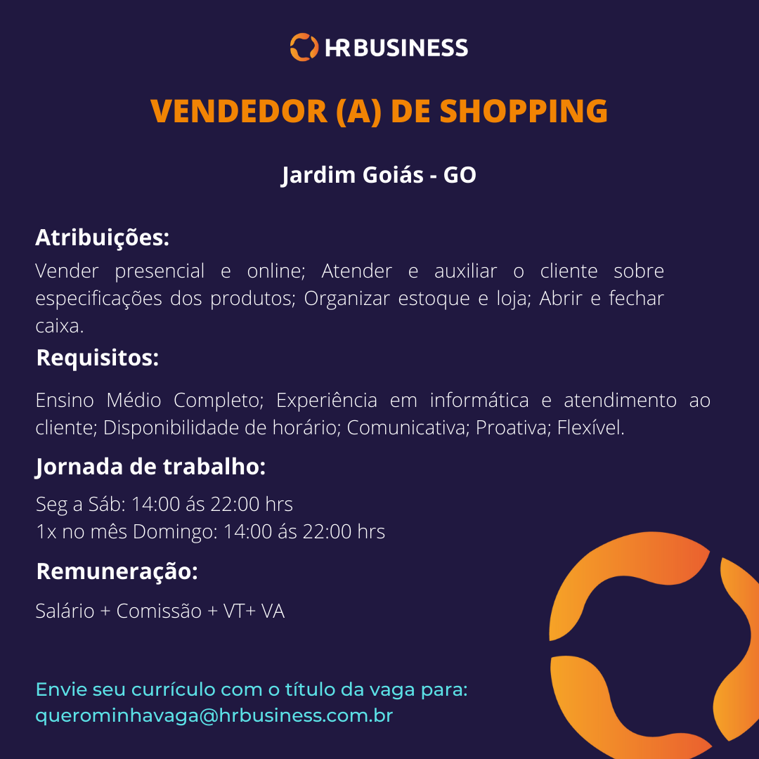 Logo da vaga Vendedor (A) De Shopping | Loja De Bolsas - Jardim Goiás - Go