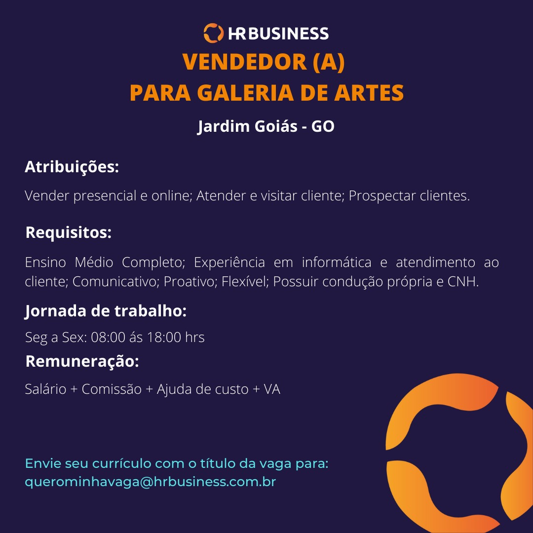 Logo da vaga Vendedor (A) Para Galeria De Artes | Jardim Goiás 