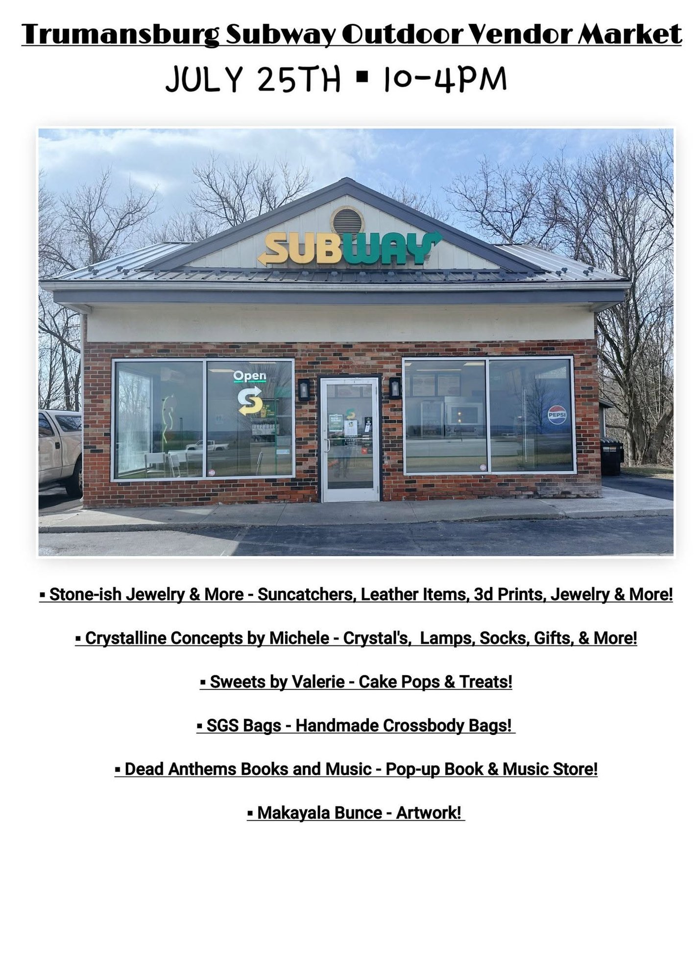 Outdoor Vendor Market at Trumansburg, NY Subway