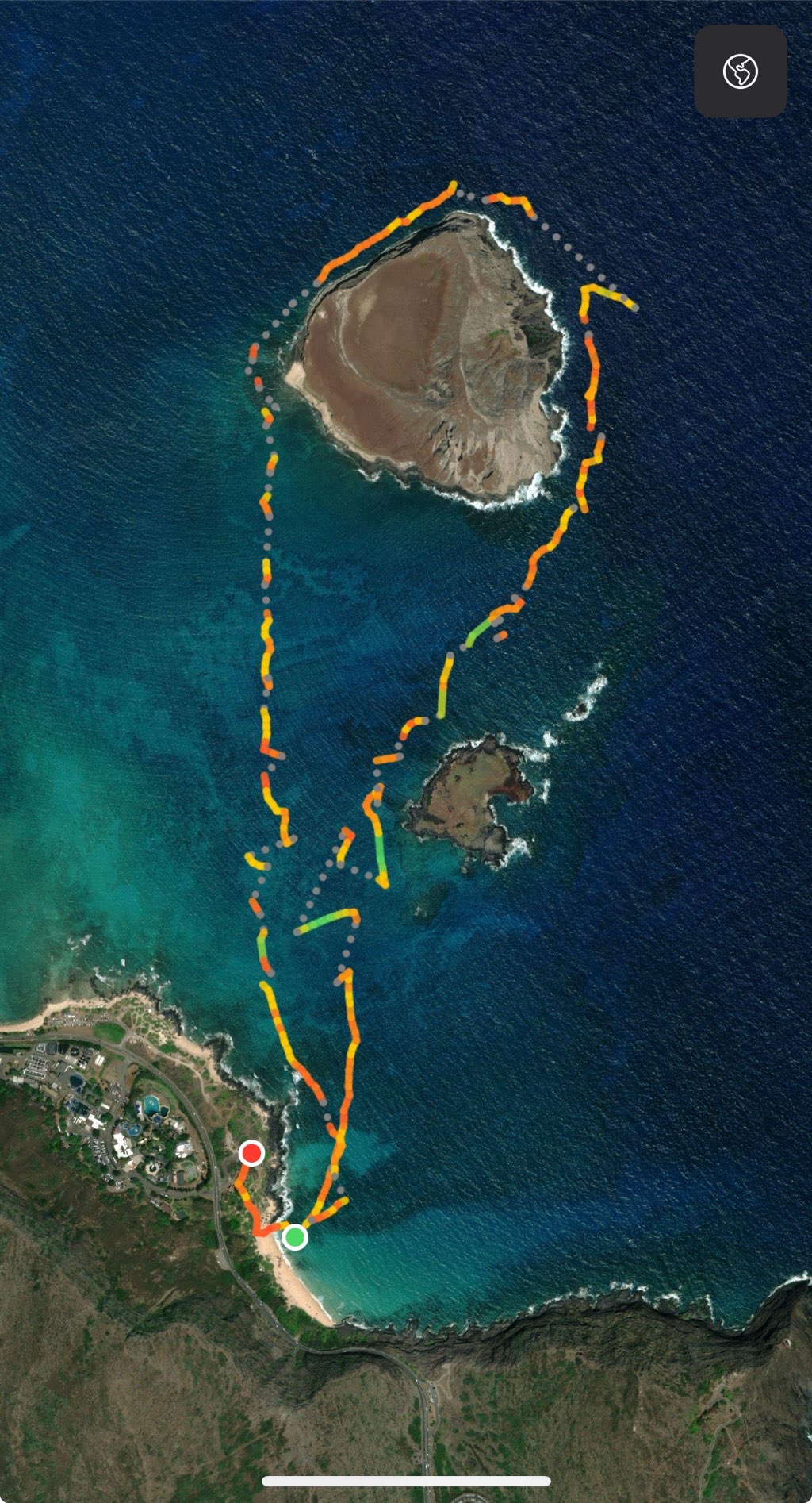 Ocean circumnavigation swim of Rabbit Island