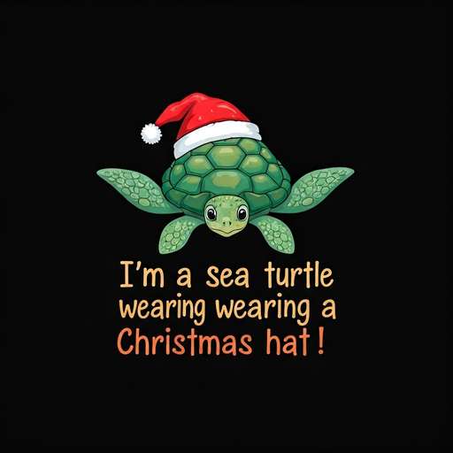 I’m a sea turtle wearing a Christmas hat!