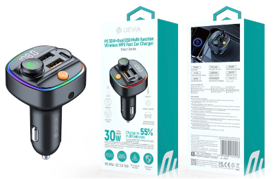 Smart Series PD30W+Dual USB Multi-function Wireless MP3 Fast Car Charger
