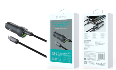 Extreme Speed Series PD30W+QC3.0 18W Metal Full Compatible Fast Car Charger Set With C-C Cable