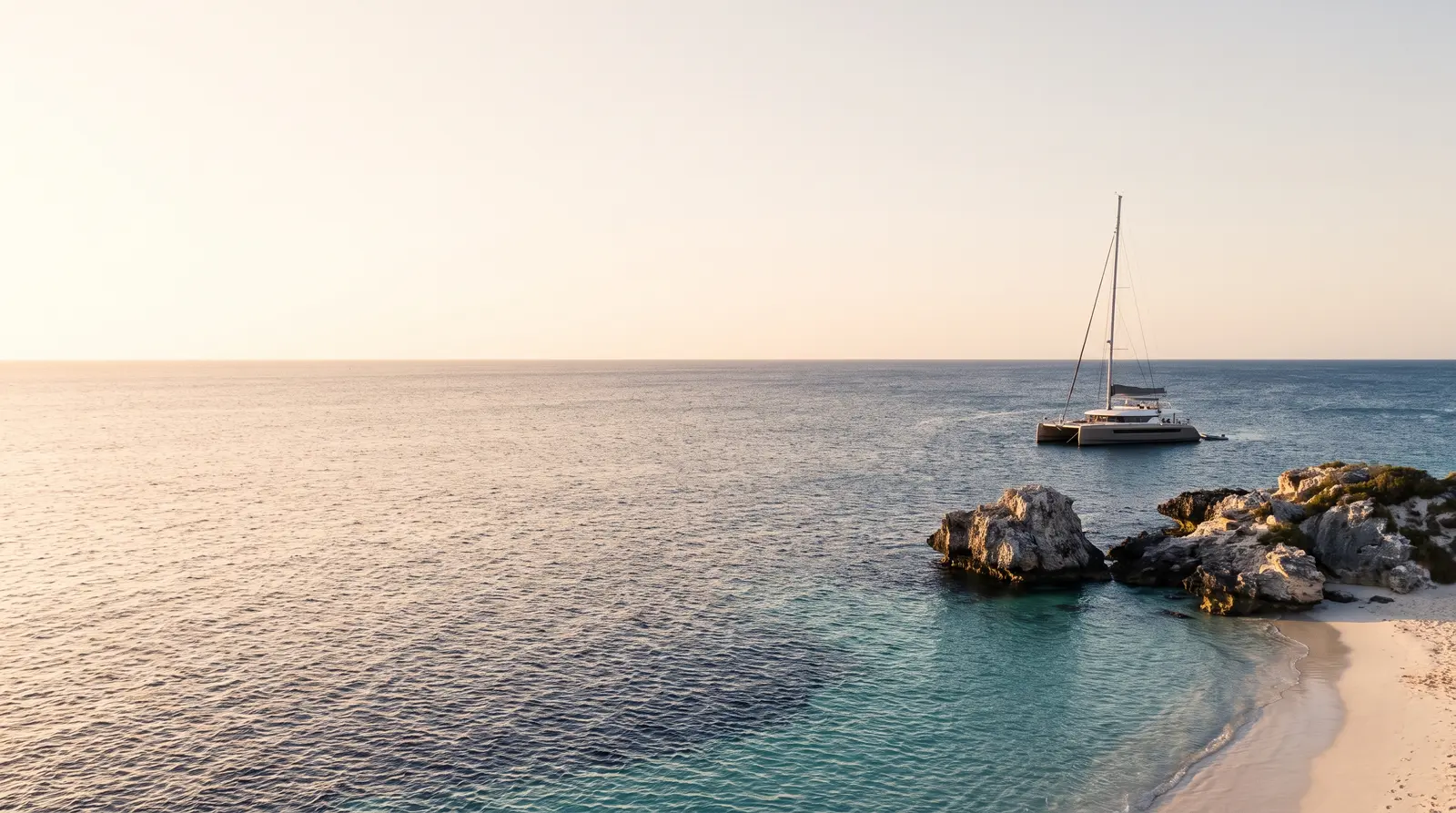 Catamaran anchored at Rottnest Island